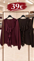 CL20735 Blusa in raso scollo a V con volant
100%PL