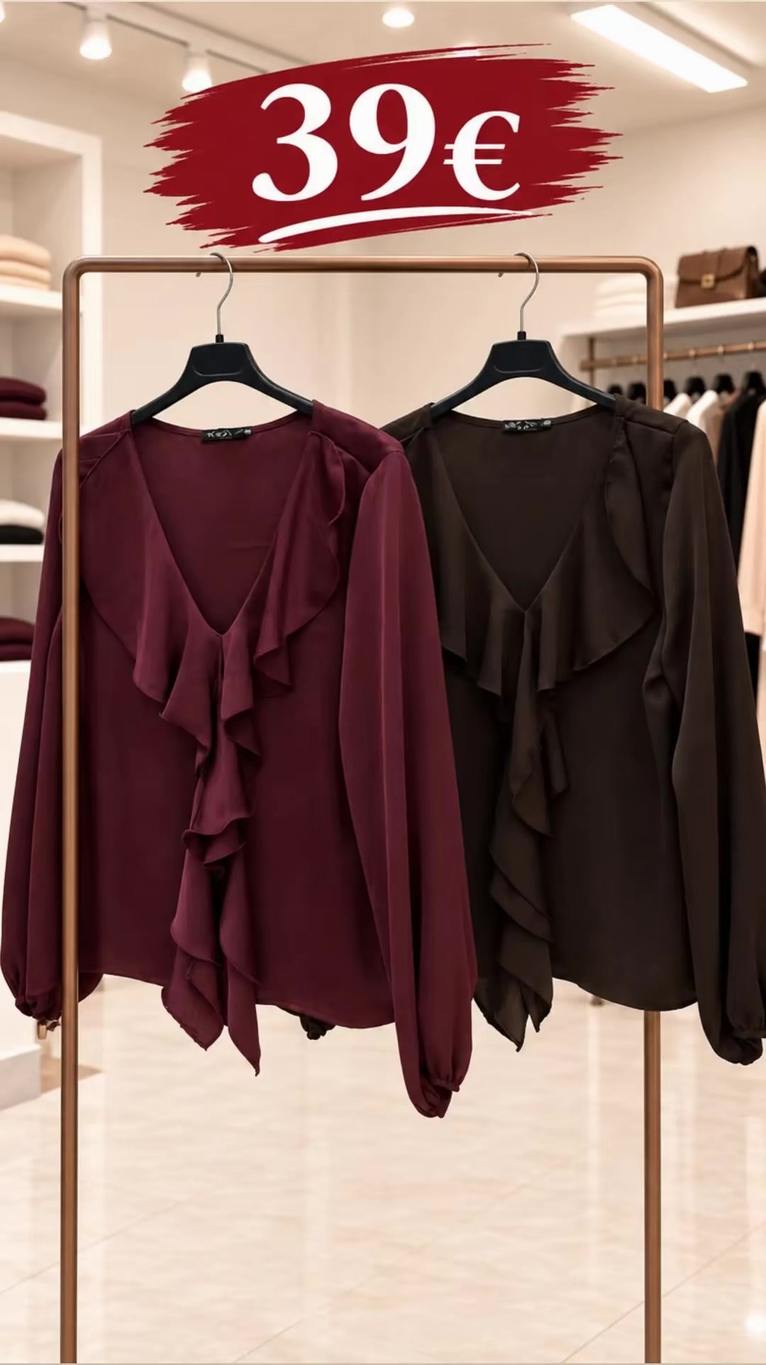 CL20735 Blusa in raso scollo a V con volant
100%PL